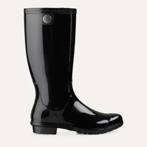 UGG Shaye Gloss Tall Rain Boots Black Waterproof Rubber Boot Size 8